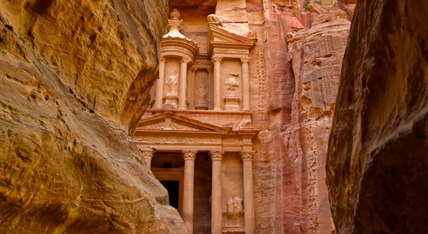 The ruins of the ancient Nabatean city of Petra, in Jordan