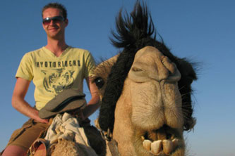 Diver riding a camel